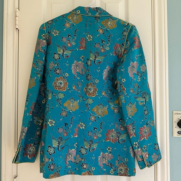 Vintage 1980’s Charlotte Ford II Teal Metallic Asian Design Blazer size 8 - Picture 5 of 7